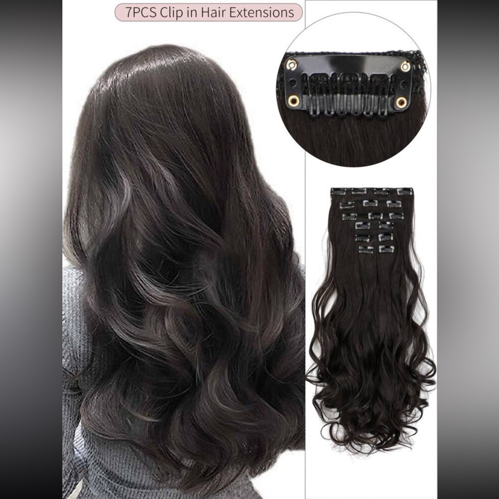 Women's Hair 7pcs Set With Hair Clip.Wavy&Curly.Synthetic Matte High-Temperature